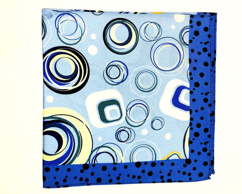 Blue Printed Silk Pocket Square