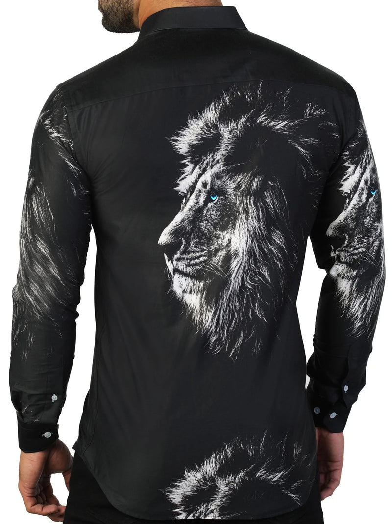 Lion Face Long Sleeve Shirt - Black