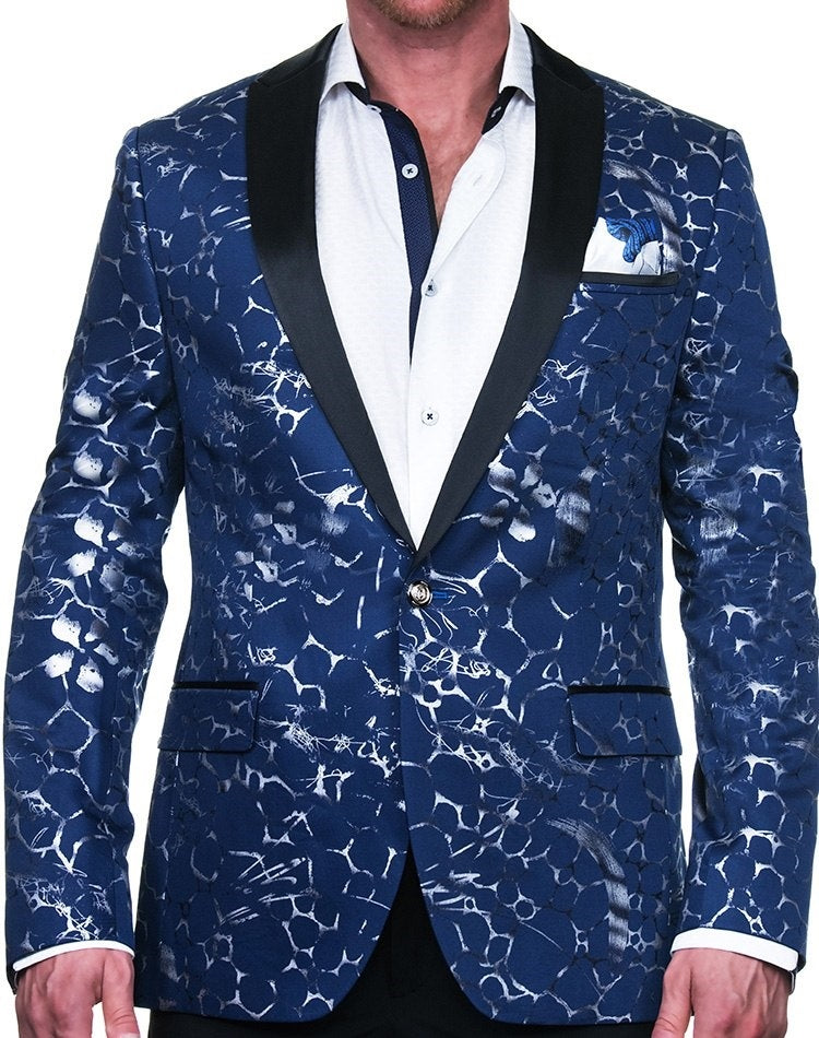 Jacquard Print Blazer - Blue