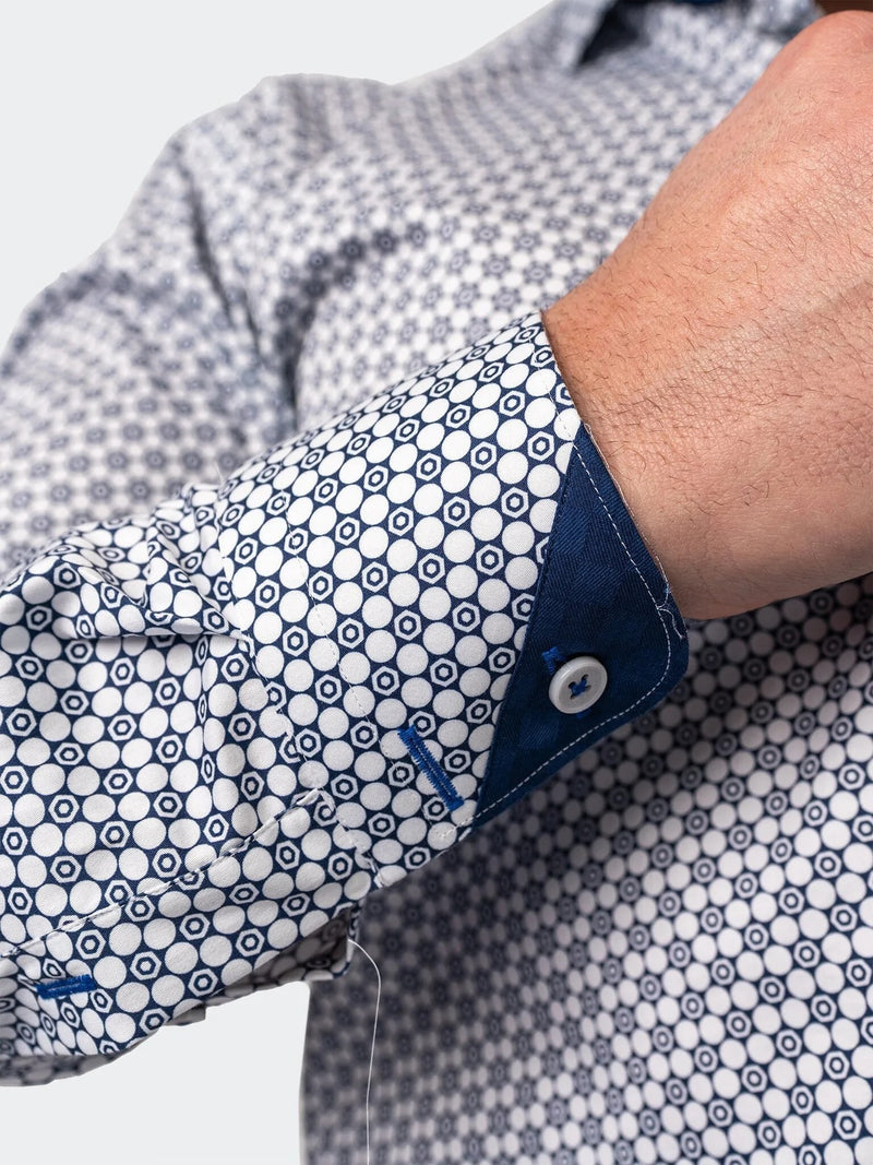 Multi Circles Long Sleeve Shirt - White/Blue