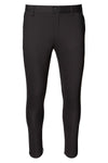 Leather Trim Tapered Trousers- Black