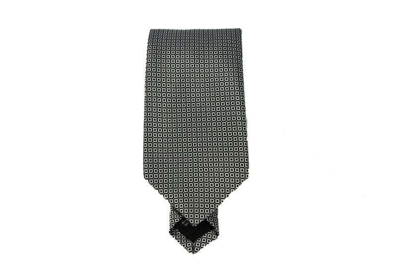 Square Printed Tie- White/Black