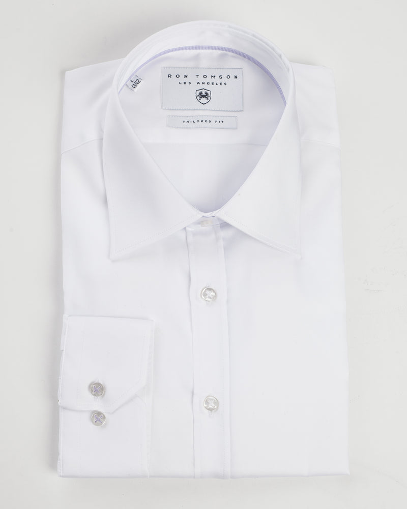 Contrast Piping Italian Collar Shirt- White