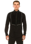 Pleated Wing Tip Collar Tuxedo Shirt- Black