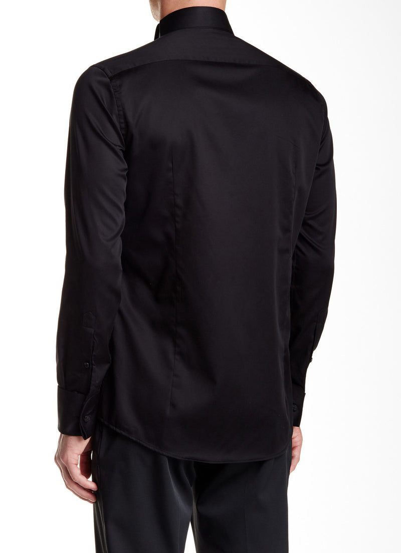 Jewel Button Tuxedo Shirt- Black