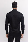 Jewel Button Tuxedo Shirt- Black