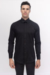 Jewel Button Tuxedo Shirt- Black