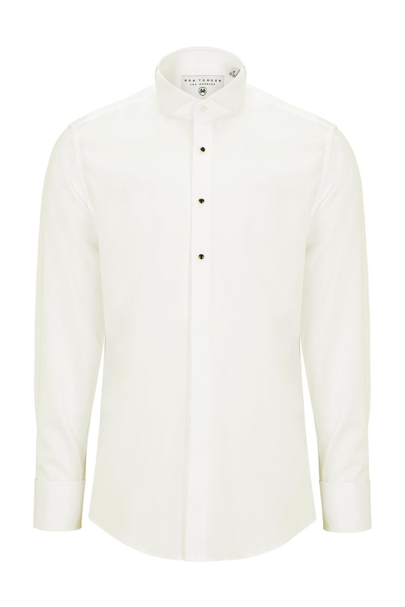 Jewel Button Tuxedo Shirt- Cream