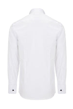 Jewel Button Tuxedo Shirt- White