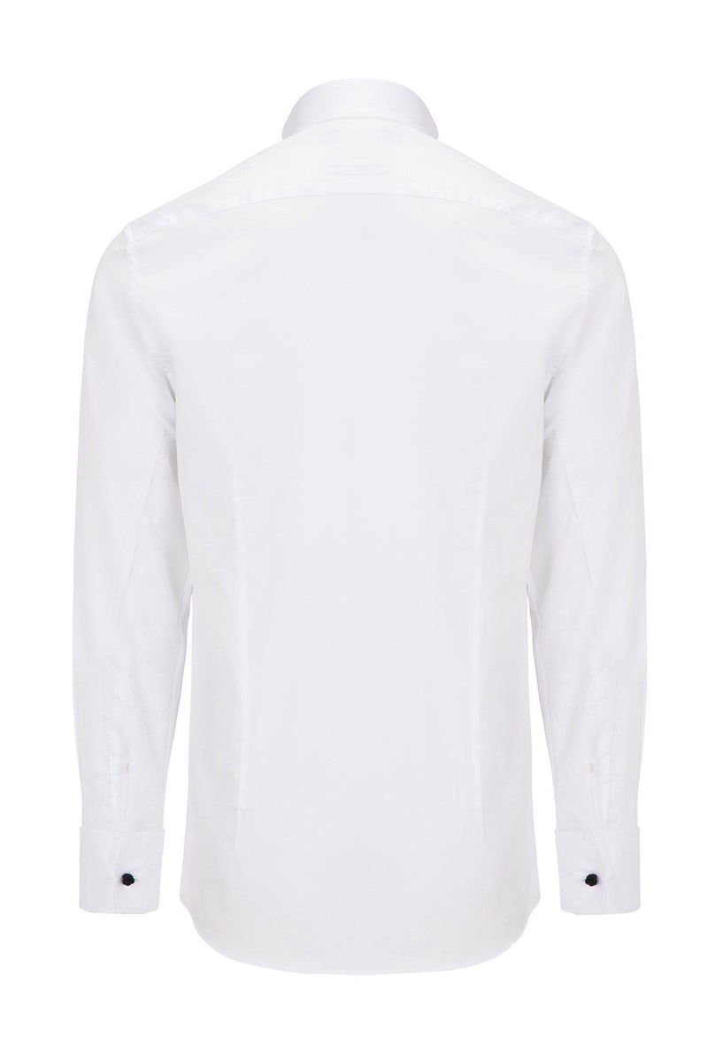 Jewel Button Tuxedo Shirt- White