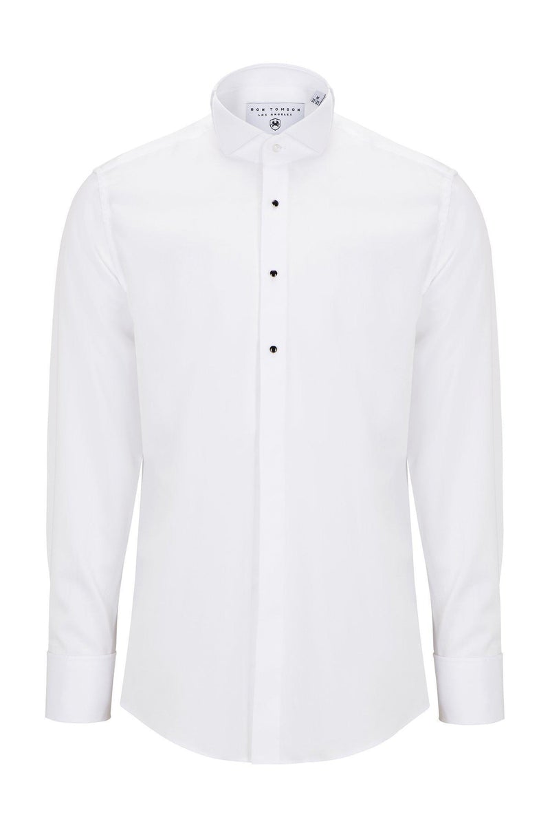 Jewel Button Tuxedo Shirt- White