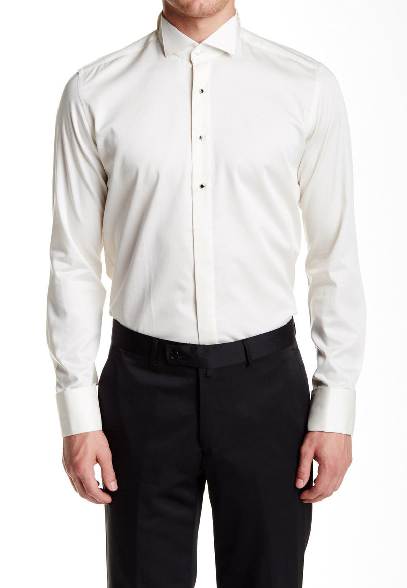 Jewel Button Tuxedo Shirt- Cream