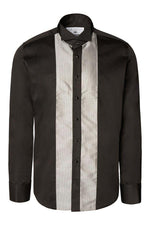 Embroidered Tuxedo Shirt- Black/Grey