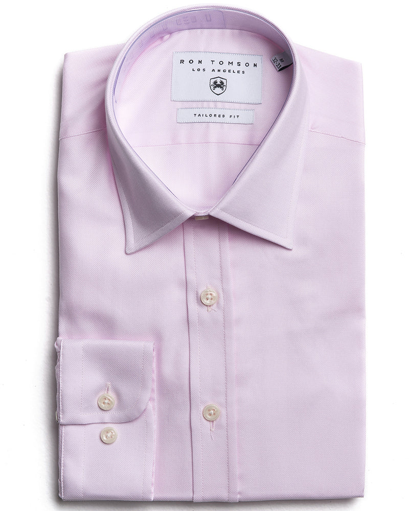Italian Collar Textured Dress Shirt - Pink