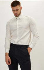 Italian Collar Dress Shirt- Beige
