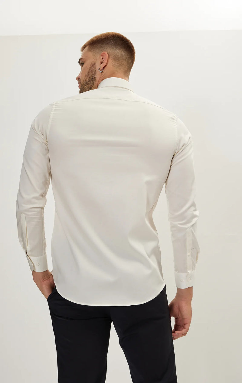 Italian Collar Dress Shirt- Beige
