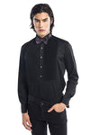 Diagonal Pleated Wing Tip Collar Shirt - Black