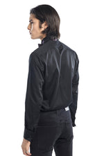 Diagonal Pleated Wing Tip Collar Shirt - Black