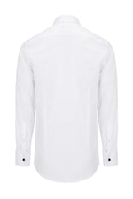 Classic Collar Jewel Button Tuxedo Shirt - White