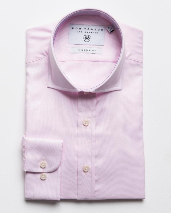 Spread Collar Fitted Dress Shirt - Dark Pink