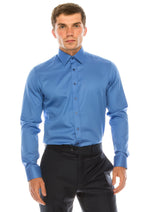Italian Collar Dress Shirt - Blue
