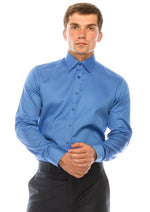 Italian Collar Dress Shirt - Blue