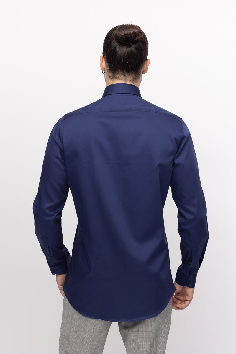 Italian Collar Dress Shirt- Navy