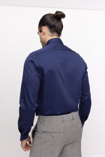 Italian Collar Dress Shirt- Navy