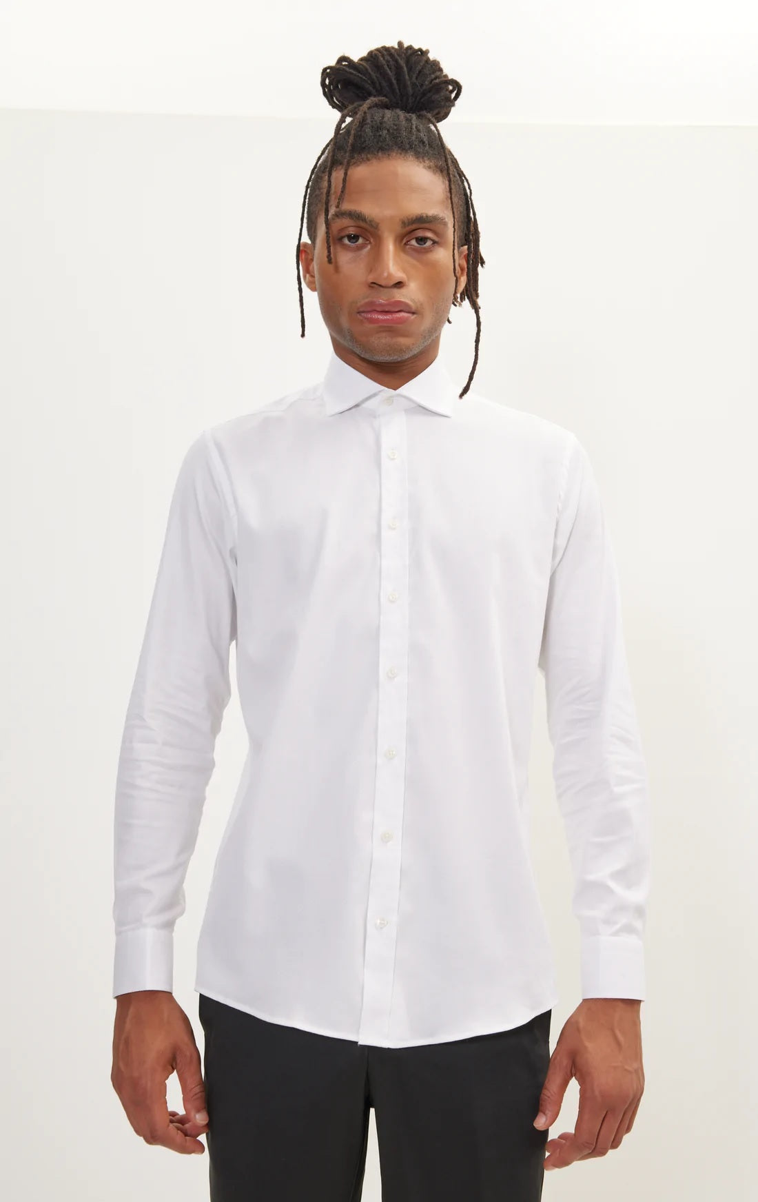Textured Cotton Spread Collar Dress Shirt- White dolce MODA Textured Cotton Spread Collar Dress Shirt- White dolce MODA