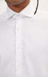 Textured Cotton Spread Collar Dress Shirt- White