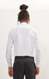 Textured Cotton Spread Collar Dress Shirt- White