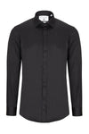 Hidden Placket Dress Shirt- Black