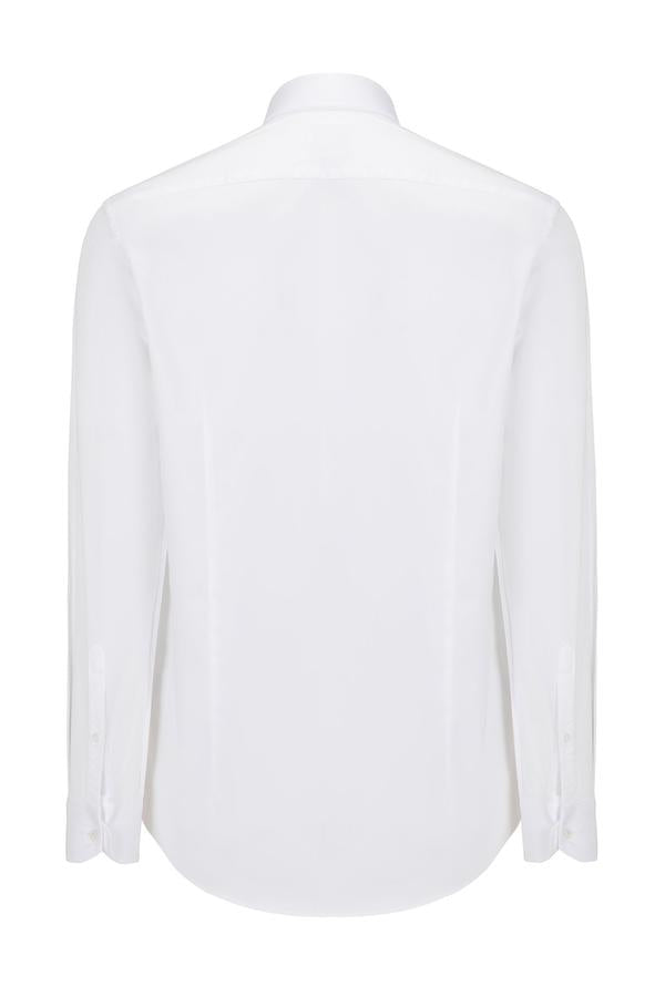 Hidden Placket Dress Shirt- White