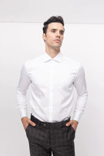 Hidden Placket Dress Shirt- White