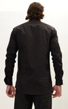 Hidden Placket Pinned Collar Tuxedo Shirt - Black