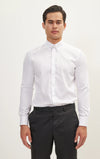 Hidden Placket Pinned Collar Tuxedo Shirt - White