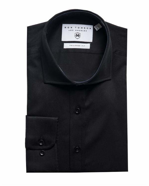 Spread Collar Dress Shirt- Black