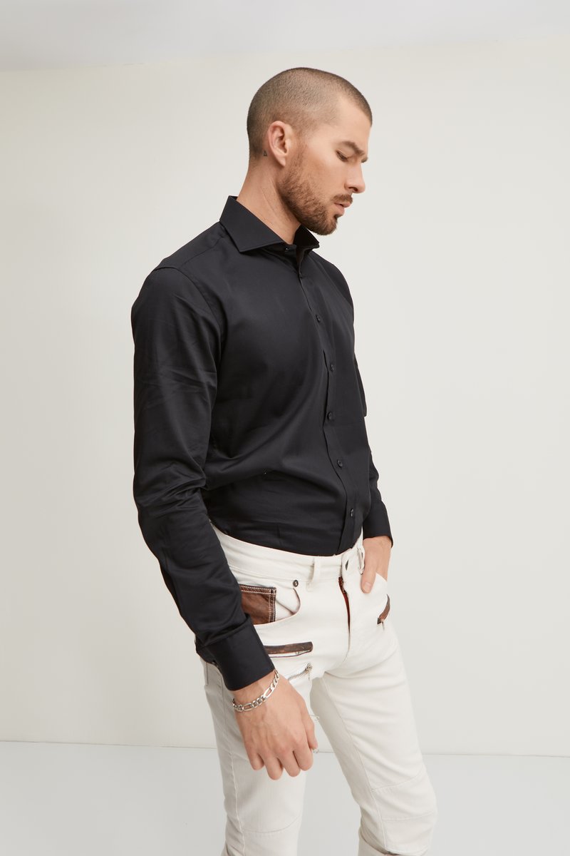 Spread Collar Dress Shirt- Black Spread Collar Dress Shirt- Black