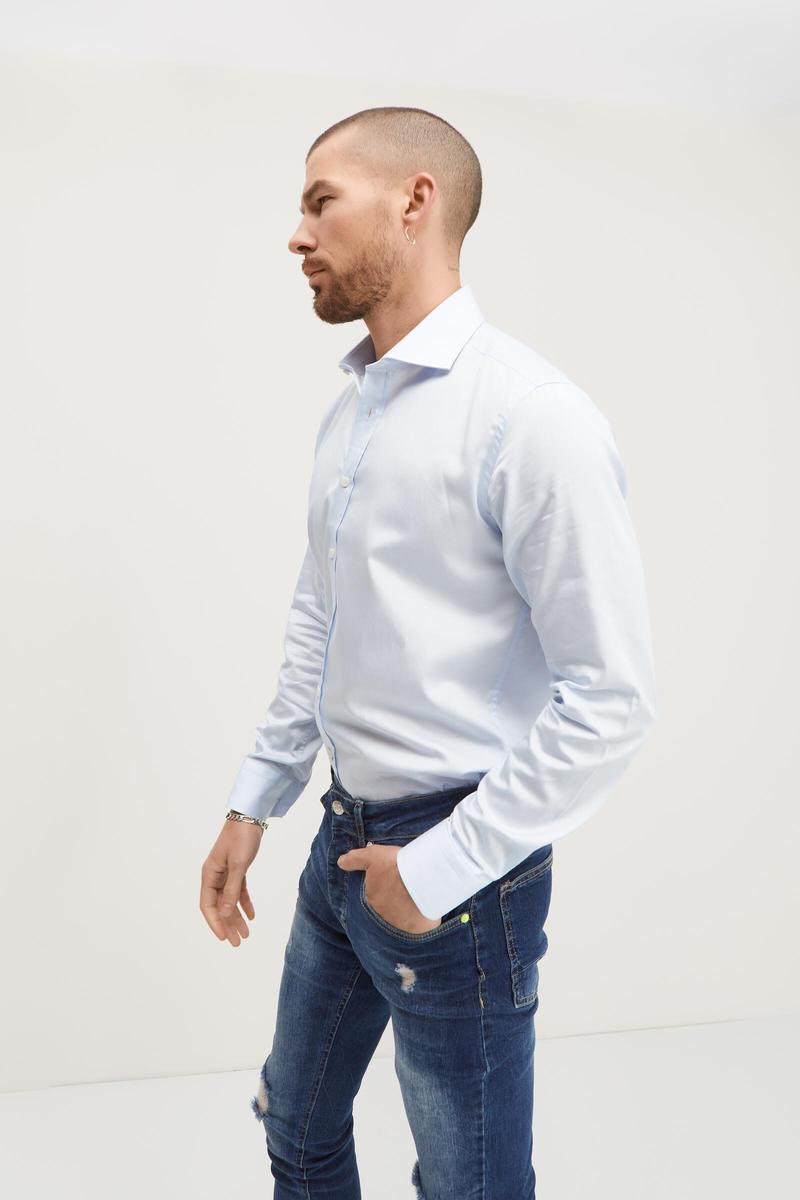 Spread Collar Dress Shirt- Light Blue