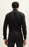 Textured Placket Tuxedo Shirt - Black