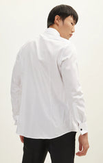 Textured Placket Tuxedo Shirt - White