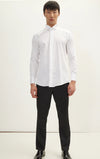 Textured Placket Tuxedo Shirt - White