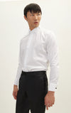 Textured Placket Tuxedo Shirt - White