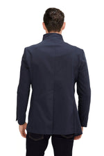 Asymmetric Zip Jacket - Navy