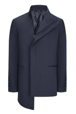 Asymmetric Zip Jacket - Navy