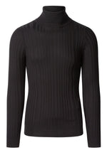 Roll Neck Ribbed Sweater - Black