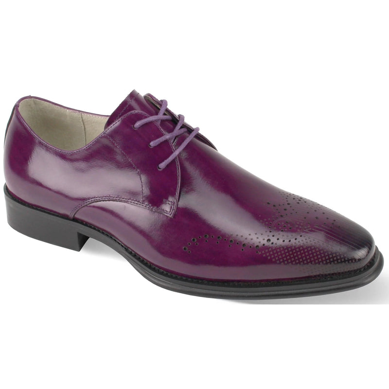 Two- Tone Brogue Leather Oxfords - Purple