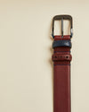 Brogue Detail Leather Belt - Dark Red