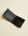 Woodgrain Leather Bifold Wallet- Black