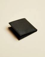 Woodgrain Leather Bifold Wallet- Black